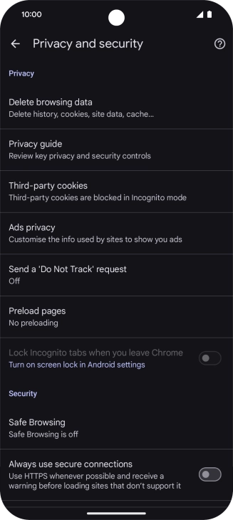Press Delete browsing data. Press Delete browsing data.