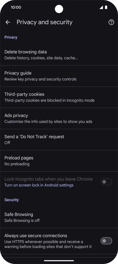 Press Delete browsing data. Press Delete browsing data.