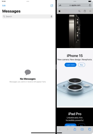 The applications are now displayed on a split screen. The applications are now displayed on a split screen.