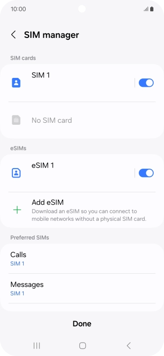 Press the required eSIM. Press the required eSIM.