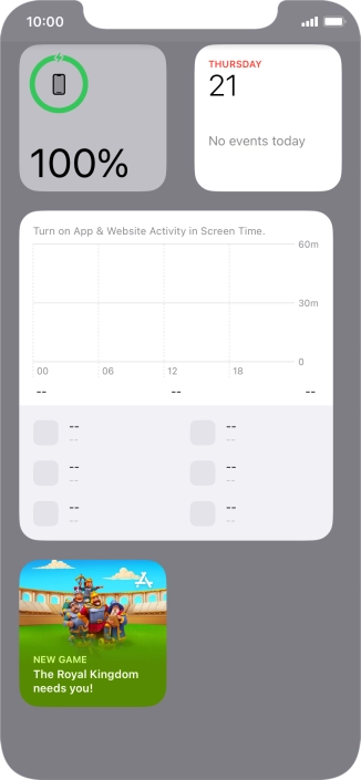 Press and hold the required widget until a pop-up menu is displayed. Press and hold the required widget until a pop-up menu is displayed.