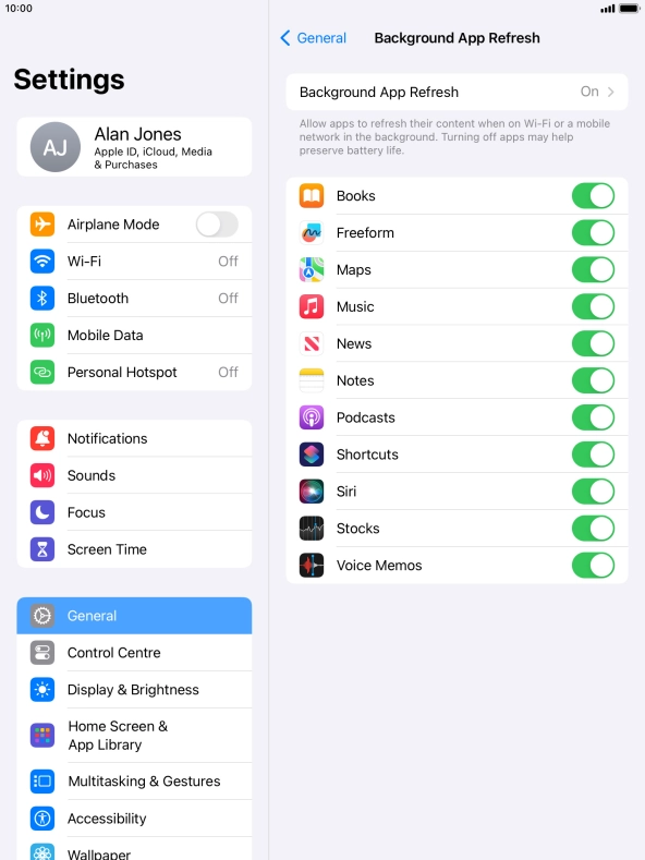 Press Background App Refresh. Press Background App Refresh.