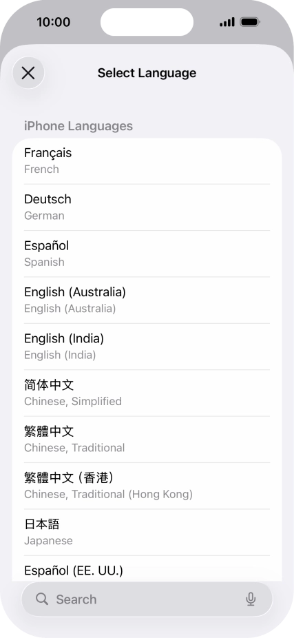 Press the required language. Press the required language.