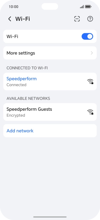 Press the connected Wi-Fi network. Press the connected Wi-Fi network.