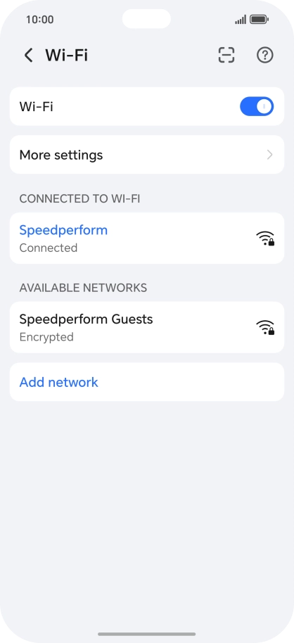 Press the connected Wi-Fi network. Press the connected Wi-Fi network.