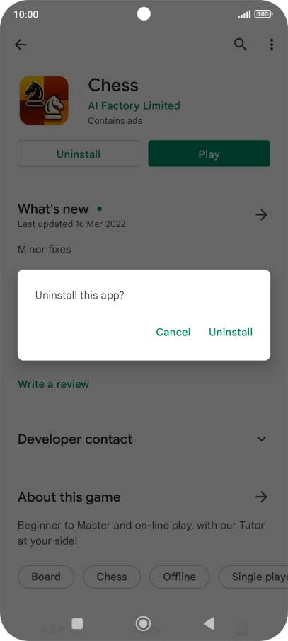 Press Uninstall.