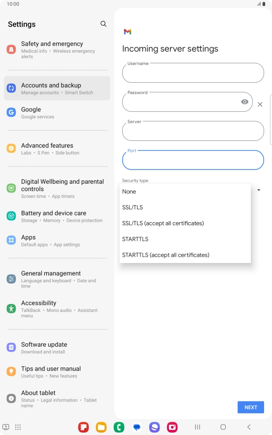 Press SSL/TLS.