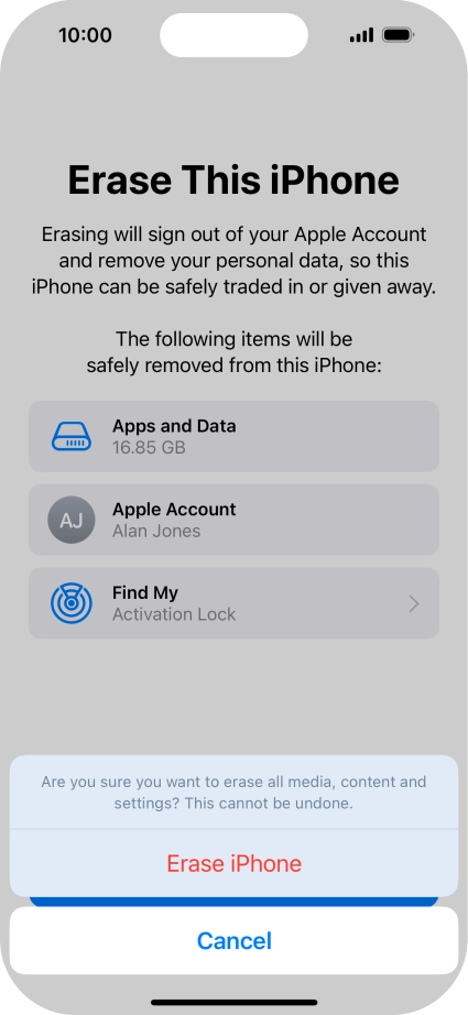 Press Erase iPhone. Press Erase iPhone.