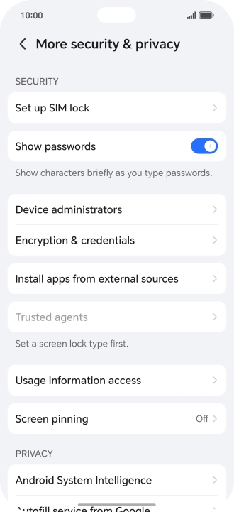 Press Set up SIM lock. Press Set up SIM lock.