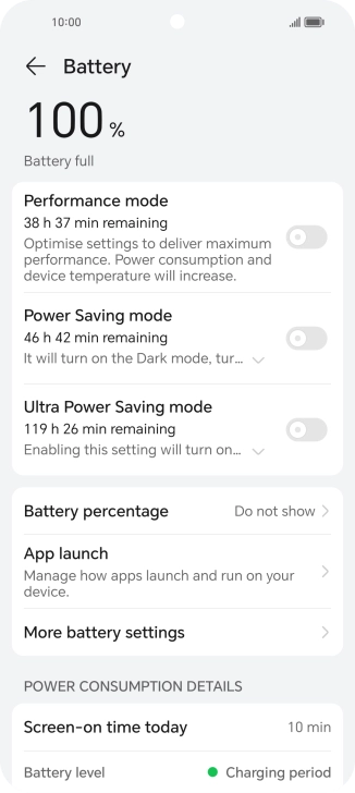 Press More battery settings.