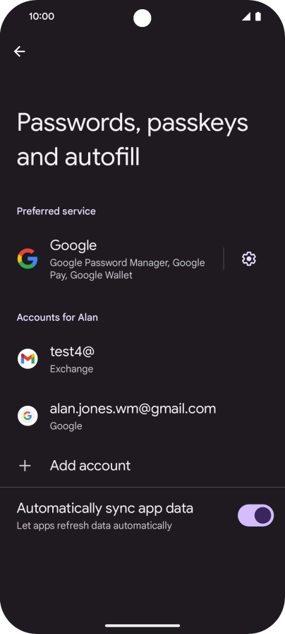 Press the required email account.