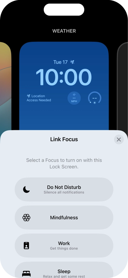 Press the required focus mode. Press the required focus mode.