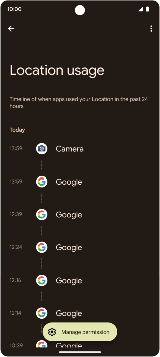 The total app activity for the selected phone function is displayed.