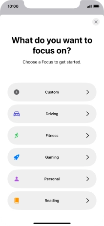Press the required focus mode and follow the instructions on the screen to add the selected focus mode.