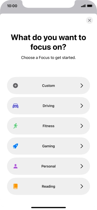 Press the required focus mode and follow the instructions on the screen to add the selected focus mode.