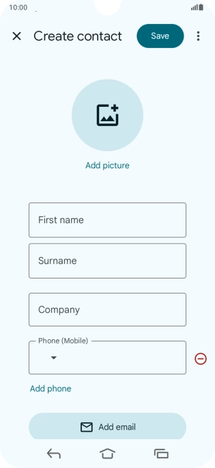 Press First name and key in the required first name. Press First name and key in the required first name.