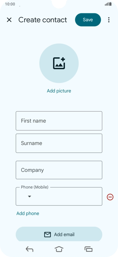 Press First name and key in the required first name. Press First name and key in the required first name.