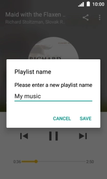 Key in a name for the playlist and press SAVE. Key in a name for the playlist and press SAVE.
