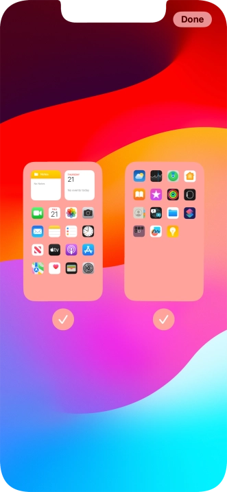 Press the fields below the required home screens to select or deselect them. Press the fields below the required home screens to select or deselect them.