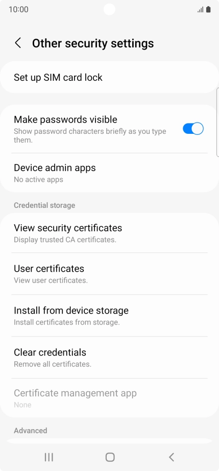 Press Set up SIM card lock. Press Set up SIM card lock.