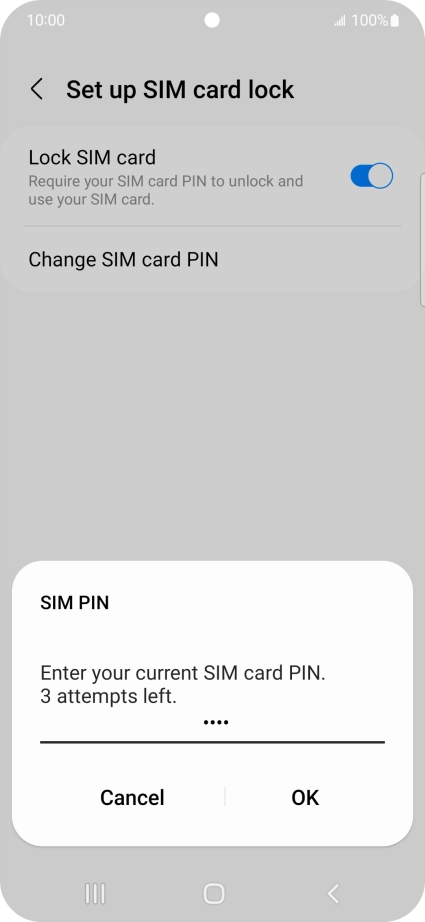 Key in your current PIN and press OK. Key in your current PIN and press OK.