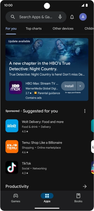 Press the search field. Press the search field.