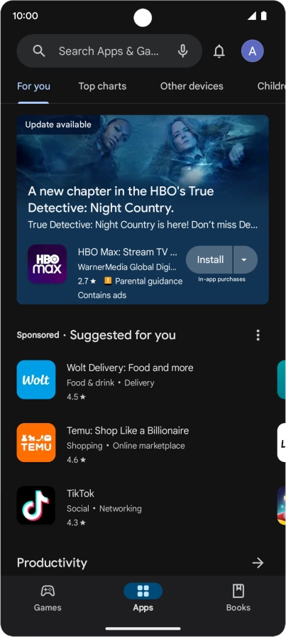 Press the search field. Press the search field.