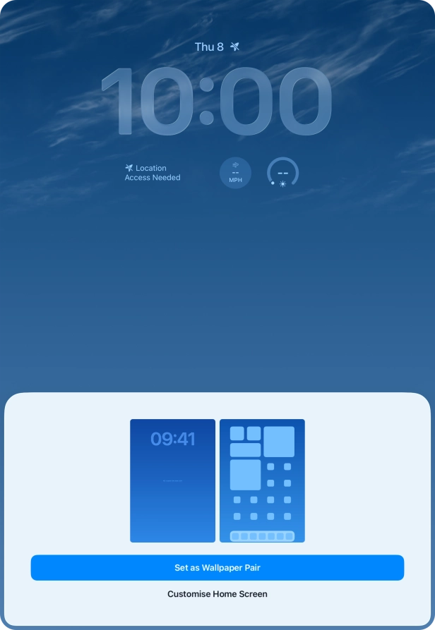 To use the same colour theme on the home screen, press Set as Wallpaper Pair. To use the same colour theme on the home screen, press Set as Wallpaper Pair.