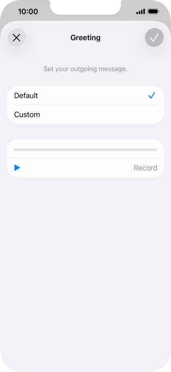 Press Default to select the default greeting. Press Default to select the default greeting.