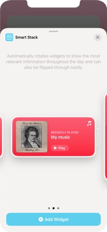 Slide your finger right or left on the screen to select the required widget size. Slide your finger right or left on the screen to select the required widget size.