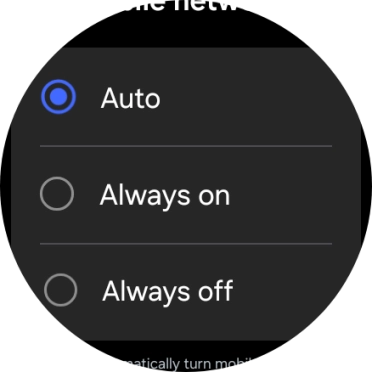 Press the required setting for mobile data usage. Press the required setting for mobile data usage.