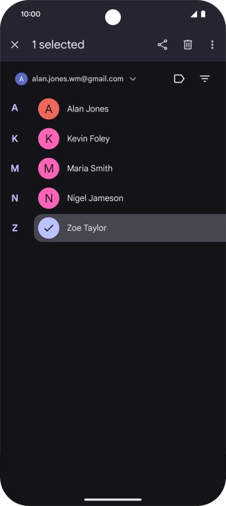 Press the required contact. Press the required contact.