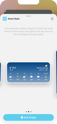 Slide your finger right or left on the screen to select the required widget size. Slide your finger right or left on the screen to select the required widget size.