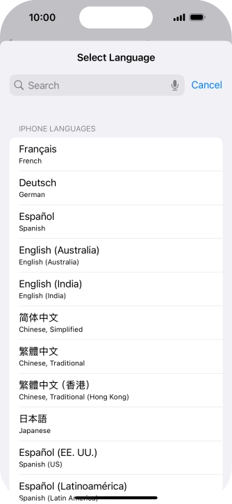 Press the required language. Press the required language.