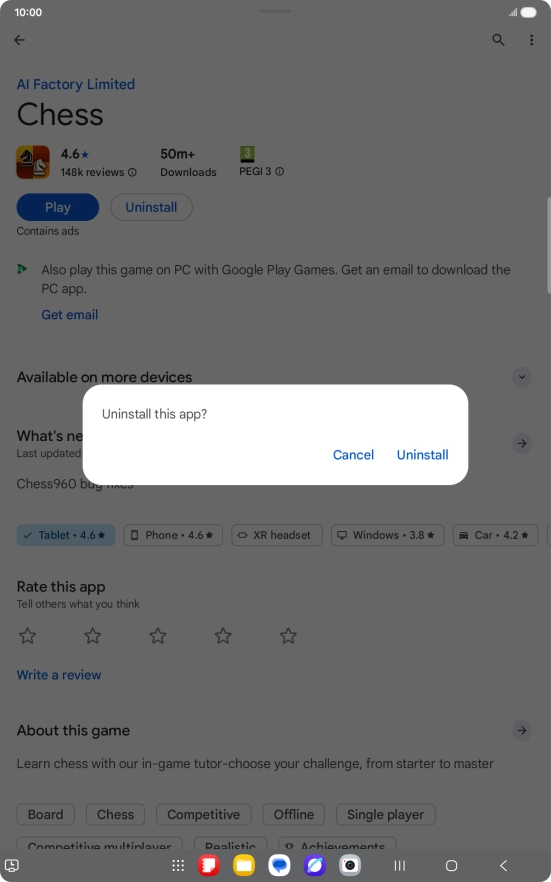 Press Uninstall.