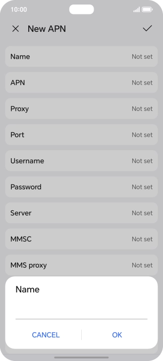 Key in Vodafone Internet and press OK.