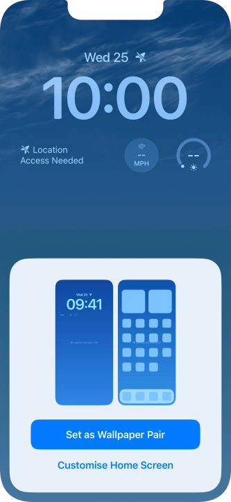 To use the same colour theme on the home screen, press Set as Wallpaper Pair.