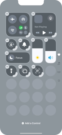 Press Add a Control and follow the instructions on the screen to add the required function to Control Centre. Press Add a Control and follow the instructions on the screen to add the required function to Control Centre.