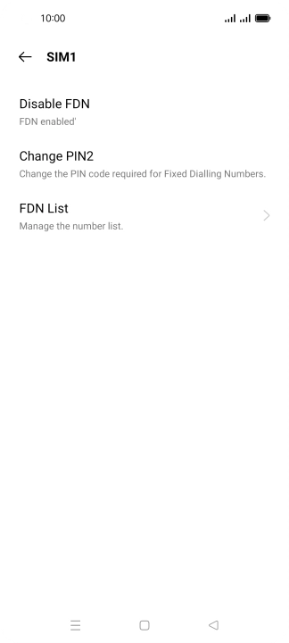 Press Disable FDN. Press Disable FDN.