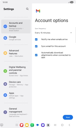 If this screen is displayed, you email account has been recognised and set up automatically. Follow the instructions on the screen to key in more information and finish setting up your email account.