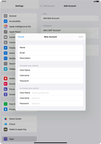 Press Host Name and key in the name of your email provider's outgoing server. Press Host Name and key in the name of your email provider's outgoing server.