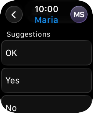Press the required quick reply. Press the required quick reply.