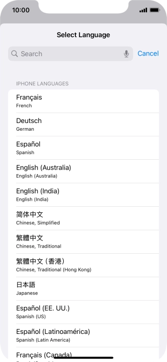 Press the required language. Press the required language.