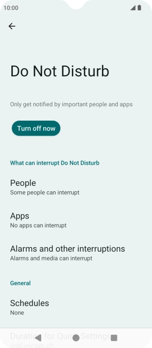 Press Turn off now to turn off the function.