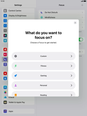 Press the required focus mode and follow the instructions on the screen to add the selected focus mode.