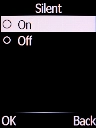 Select Off and press the Left selection key.