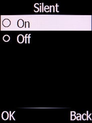Select Off and press the Left selection key.