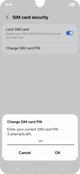 Key in your current PIN and press OK. Key in your current PIN and press OK.