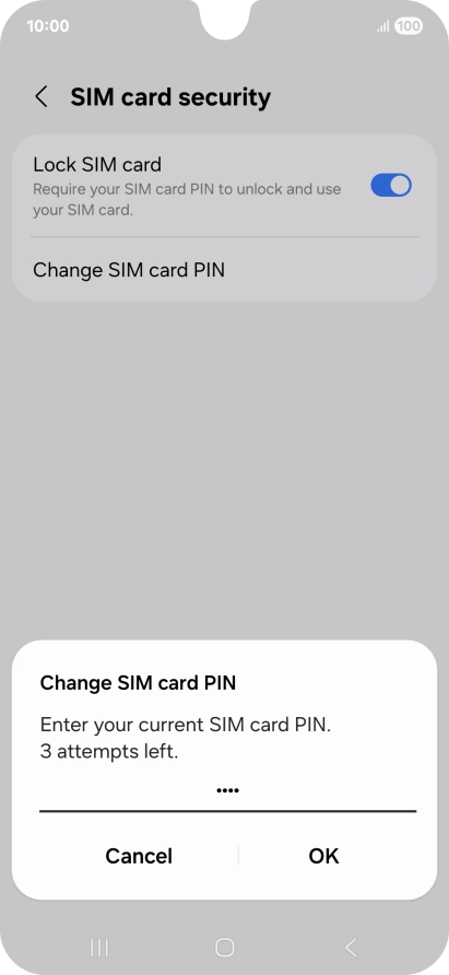 Key in your current PIN and press OK. Key in your current PIN and press OK.