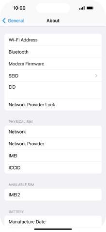 Your phone's EID number is displayed below EID.